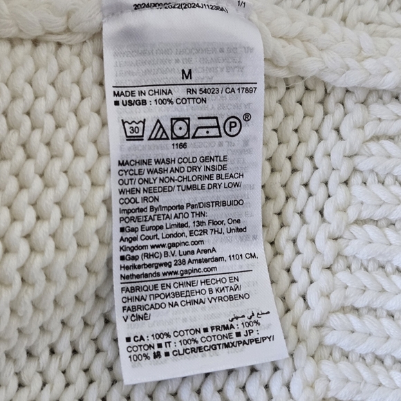 Banana Republic White Chunky Knit Boxy Oversized Cotton V Neck Sweater Medium - Picture 16 of 16